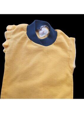 3T Single Stitch True Vintage Girls T-Shirt Pilgrim 1960's Yellow Ringer Collar